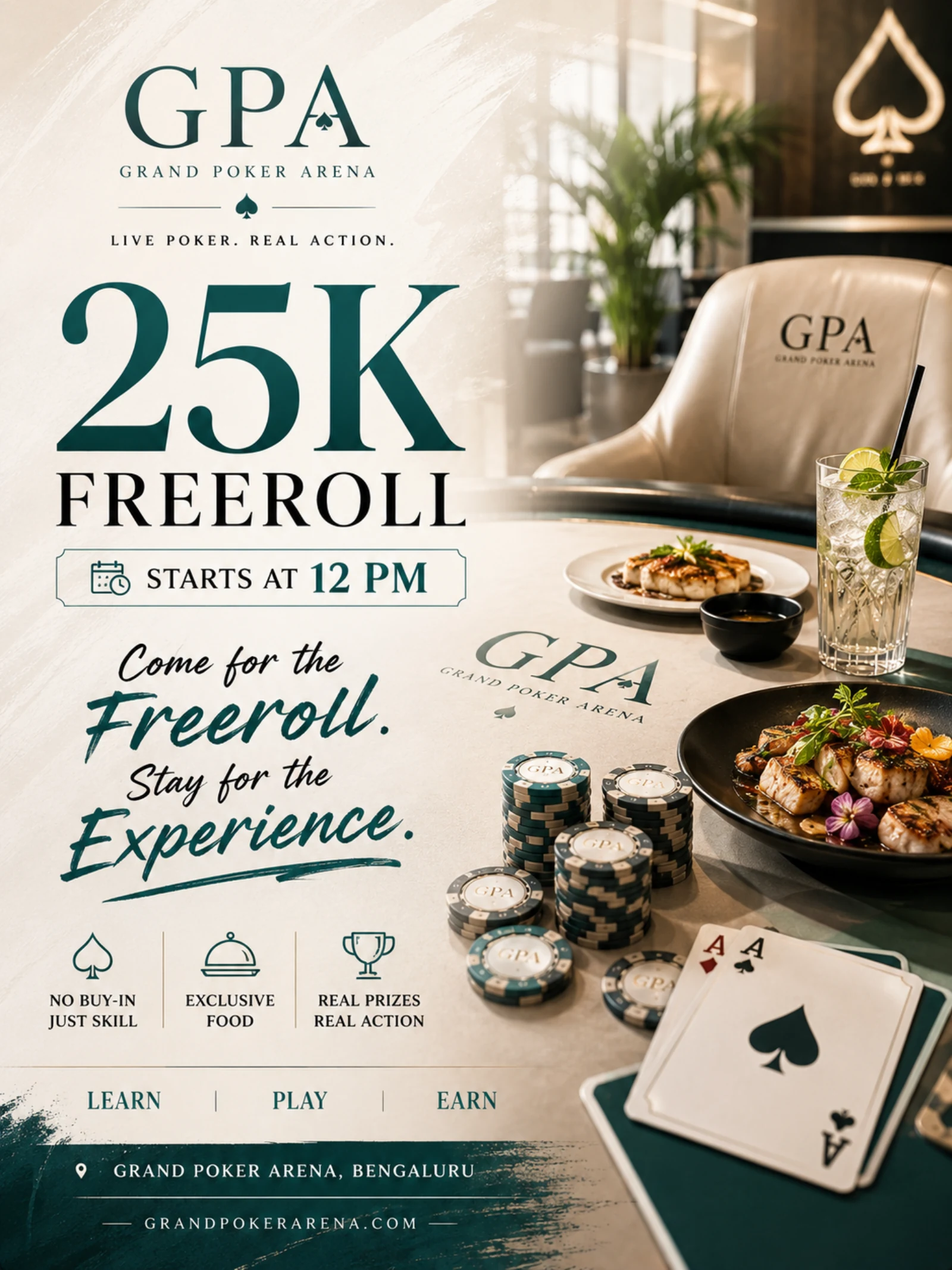 25K Daily Freeroll at Grand Poker Arena — starts at 12 PM